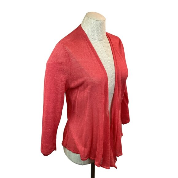 Nic + Zoe Linen Blend Womens Large Open Cardigan Sweater Coral - Picture 5 of 8